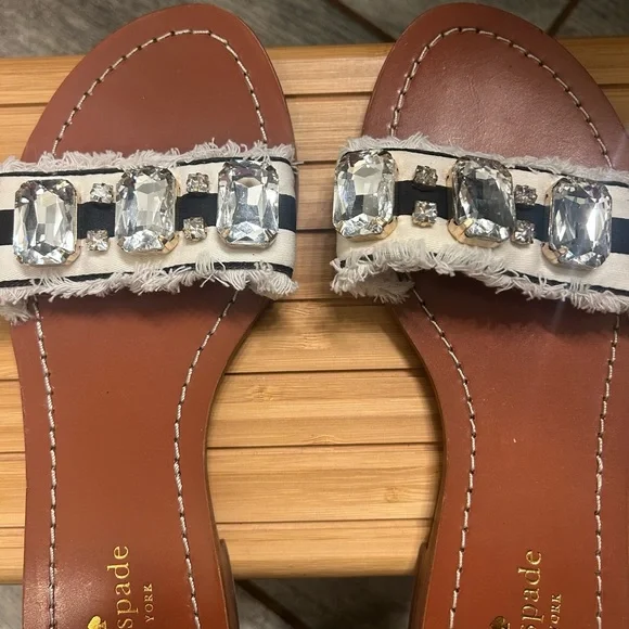 Kate Spade Striped Sandals with Crystal Accents - Picture 4 of 5